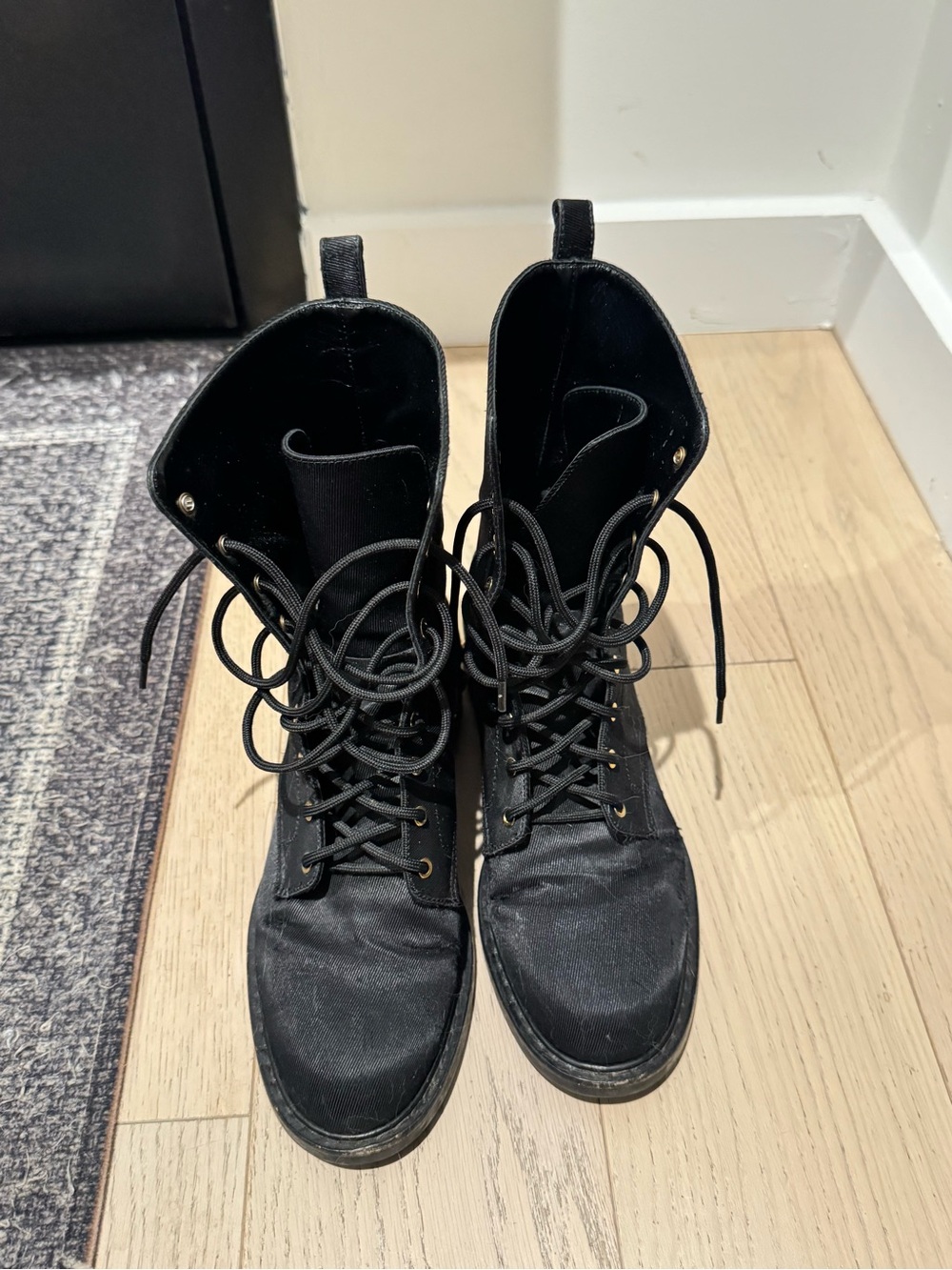 Nicholas Kirkwood Black Lace-Up Combat Boots